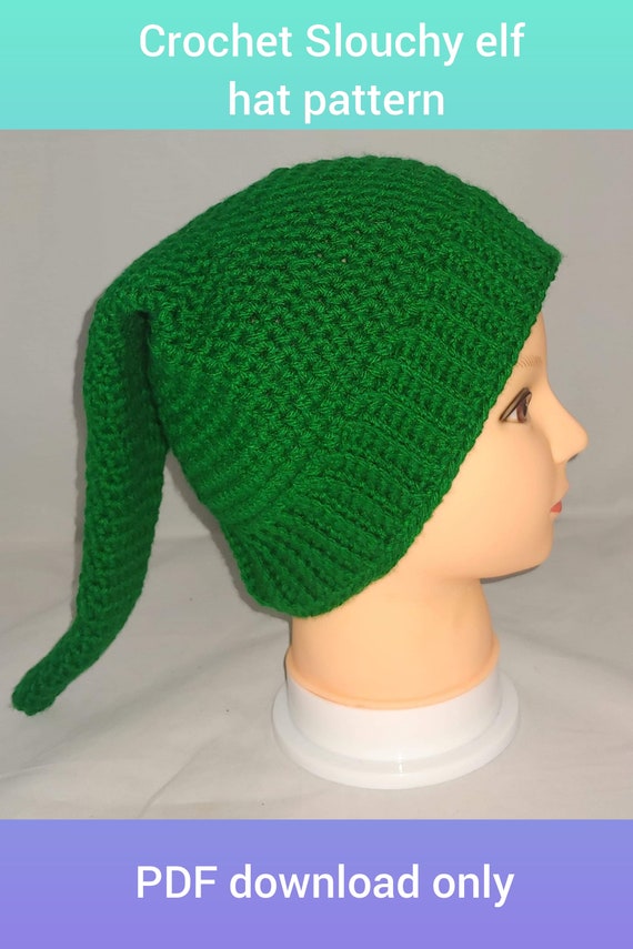 Pattern for Crochet Slouchy Elf Hat 