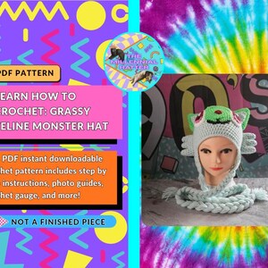 Crochet Pattern for Grassy Feline Monster Hat | PDF Download Only | image 2