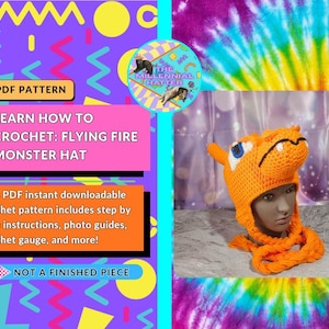 Crochet Pattern for Flying Fire Monster Hat | PDF Download Only |
