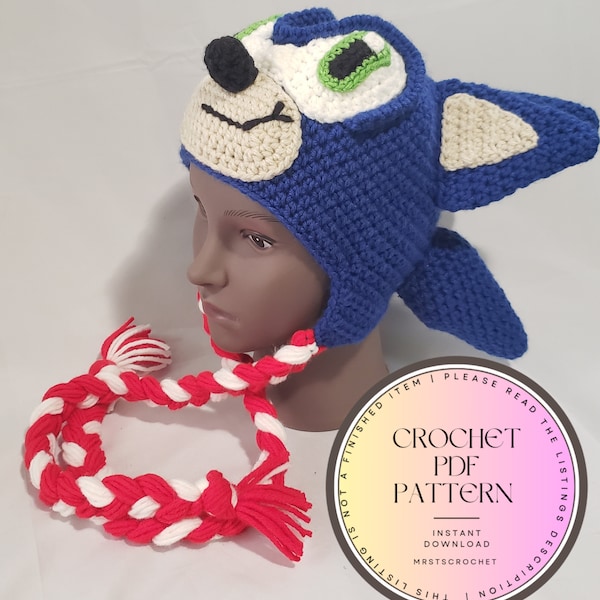 Pattern for Crochet Sonic the Hedgehog inspired Character Hat | PDF Download Only |