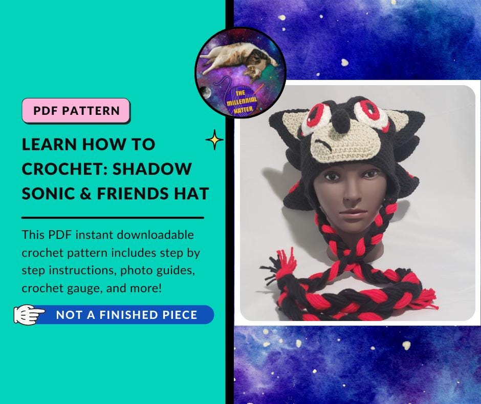 Pattern for Crochet Sonic and Friends Shadow inspired Character Hat | PDF Download Only |