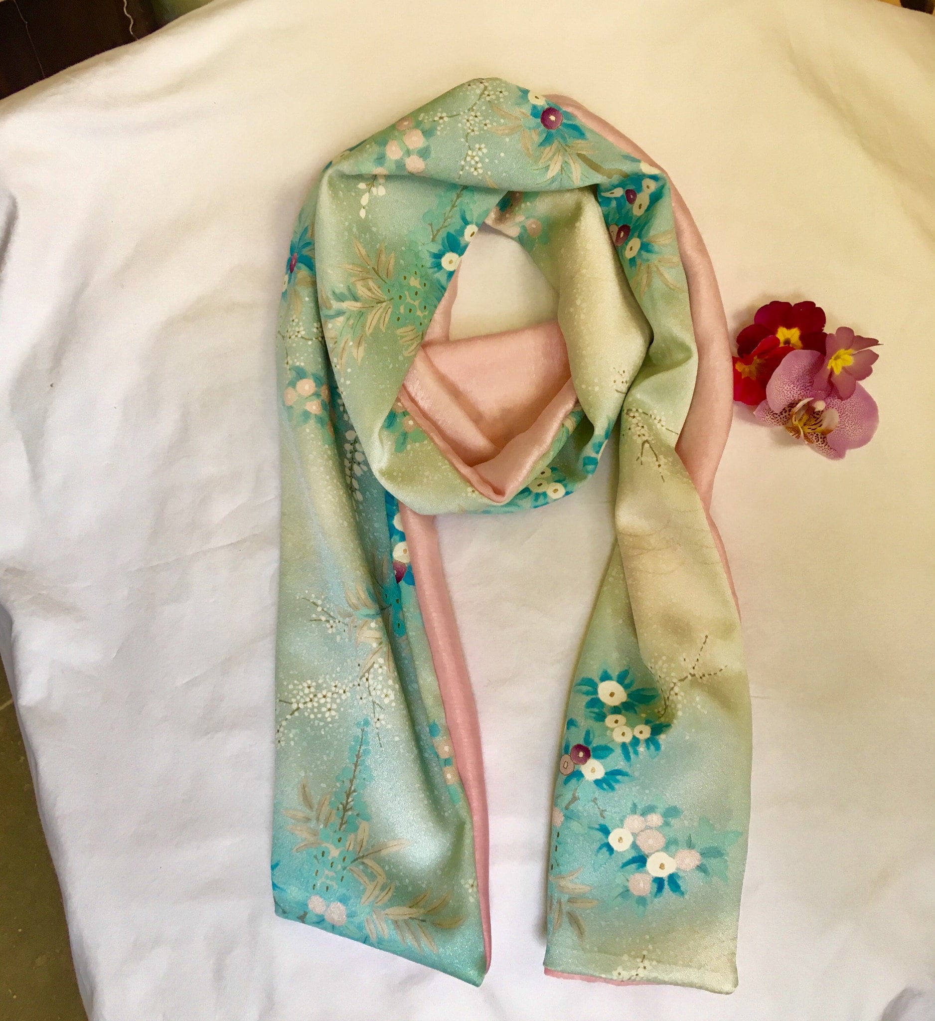 Bufanda De Seda Pntada A Mano Café árabe - Etsy España