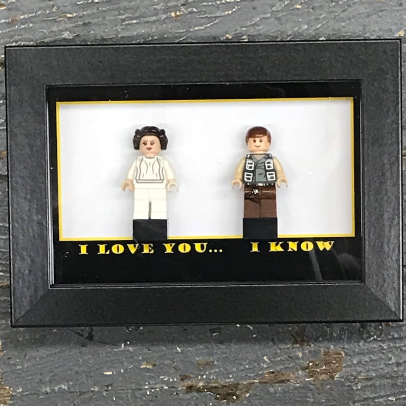I Love You Leia Han Solo Star Wars Comic Lego Figurine Wall Display Picture Frame Toy Art
