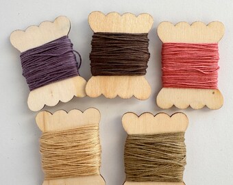 STUDIO CLEARANCE: Naturally dyed sashiko threads on wooden bobbins; embroidery thread; stitching thread; stitching supplies