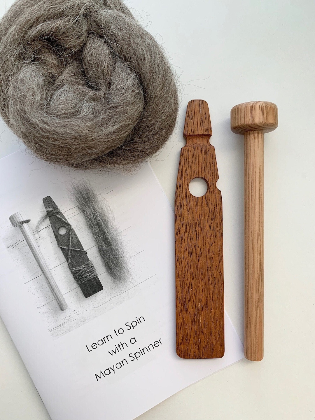 Mayan Spinner Kit With Instructions & Fibre Spinning Tool Hand Spinning