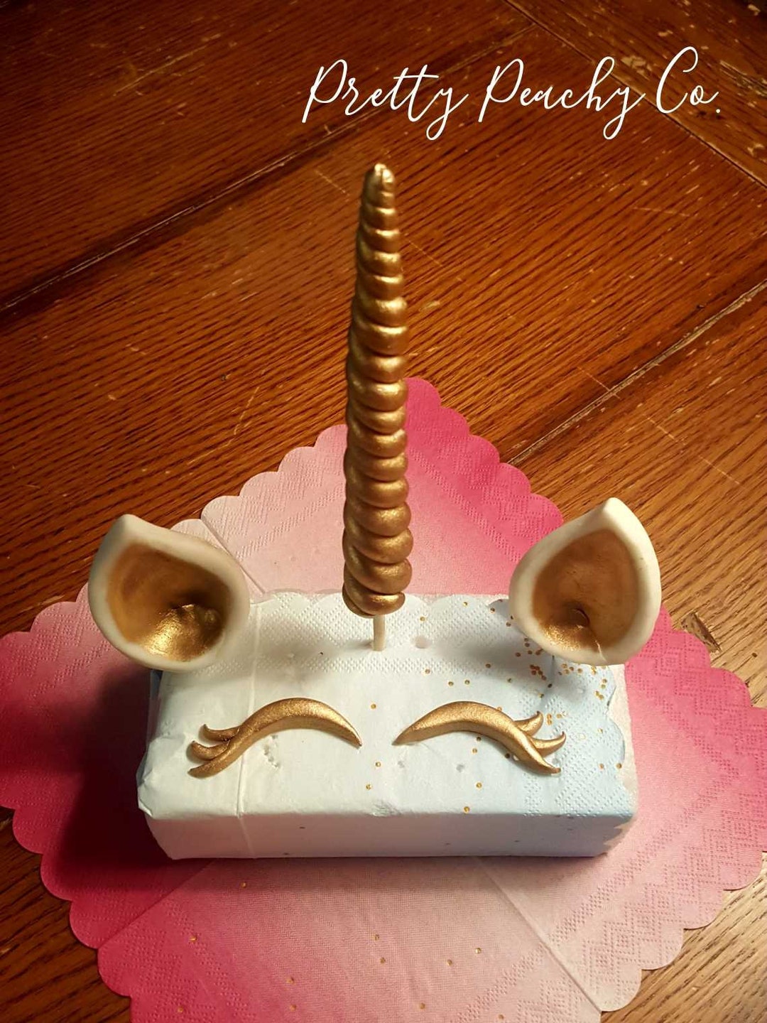 Fondant Unicorn Horn Ears And Eye Cake Topper unicorn Topper gold 