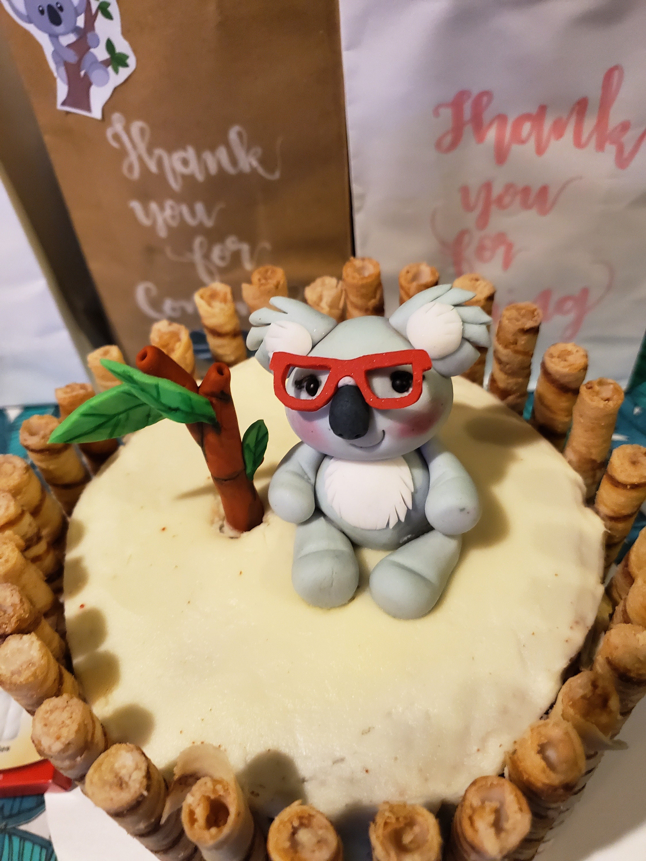 Pastel de koala fondant topper /nerdy koala cumpleaños / niñas Etsy