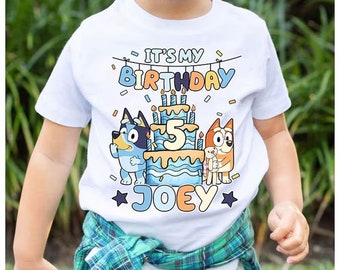 Personalized Bluey Family Shirt, Bluey Birthday Party Shirt, Custom Bluey Family Shirts, Custom Birthday Matching Shirt, Bluey Toddler Shirt