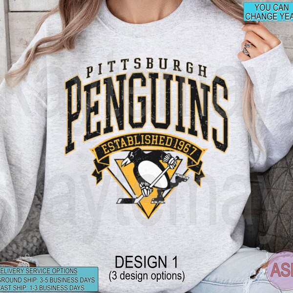 Pittsburgh Penguins-trui | Vintage pinguïns hockeysweater | Retro Pittsburgh-T-shirt | Pinguïns Hockey Crewneck