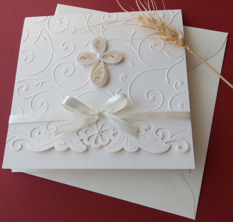 Christening Handmade Invitation Unique Baptism Etsy