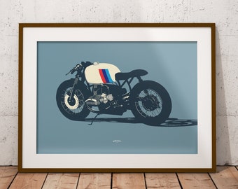 Retro Style Flat Twin Cafe Racer Motorcyle - Poster Print