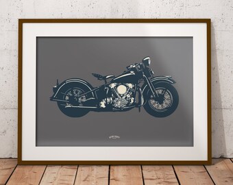 Classic Amercian 1950s Motorcyle  - Poster Print