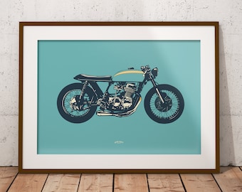 Retro Style Japanese Cafe Racer - Poster Print