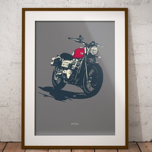 Modern style 'Scrambler" Motorcyle - Poster Print