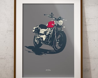 Modern style 'Scrambler" Motorcyle - Poster Print