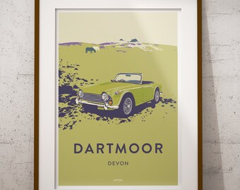 Dartmoor, Devon - featuring Triumph TR5 - Poster Print