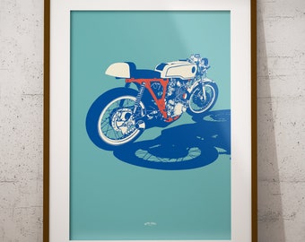 Japanese Cafe Racer Motorcyle - Poster Print