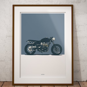 Retro Style Scrambler Motorcyle - Poster Print