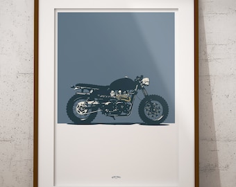Retro Style Scrambler Motorcyle - Poster Print