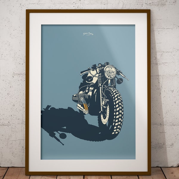 Retro Style Cafe Racer Motorcyle - Poster Print