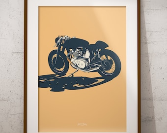 Classic Cafe Racer Motorcyle - Poster Print