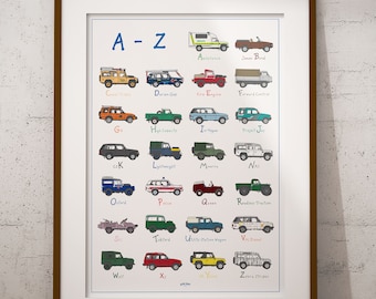 Classic British 4x4 Alphabet Poster Print