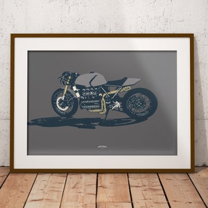 K100 Cafe Racer-motorfiets - posterafdruk