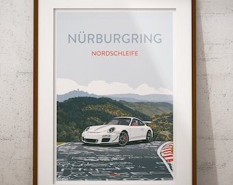 Nurburgring Nordschleife - featuring Porsche 911 GT3 - Poster Print