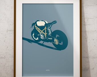 Cafe Racer Style Italian V Twin Motorcyle - Poster Print