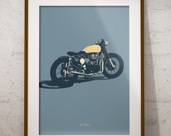 Retro Style Bobber Motorcyle - Poster Print