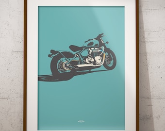 Póster impreso de motocicleta Bobber