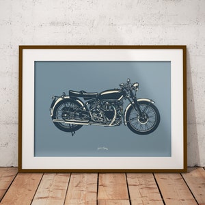Classic British Black Shadow Motorcyle - Poster Print