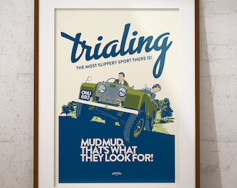 Trialling Poster. Retro off roading print