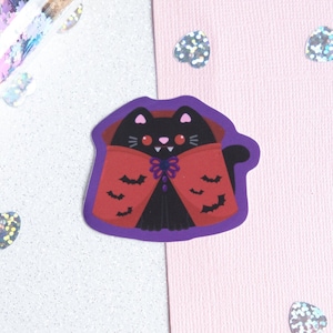 Dracucat - Autocollant Chat noir Dracula avec chauve-souris pour décorer ordinateur portable ou notebook - Whiskered Wonders Collection