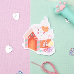 Autocollant résistant Maison en Pain d'épices pour Noël décoration tous supports parfait pour cadeau de Noël