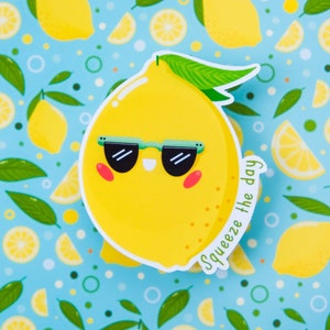 Autocollants Petit Citron Mignon - Autocollant Water Resistant - Autocollants de Plante Mignon - Autocollant Squeeze The Day