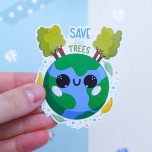 Autocollants Petite Planète Mignonne - Autocollant Save the Trees - Autocollants de Plante Mignon - Autocollant Environnement