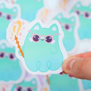 Cute Kitty Witch Sticker - Cute Halloween sticker - Bullet Journal stickers -  Sticker Cat Ghost