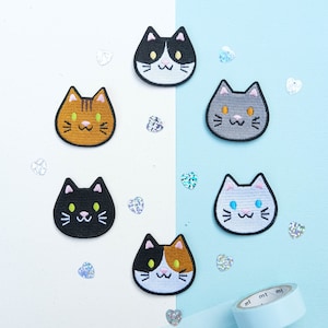 Cat Patch - Embroidery patch - Cute Embroidery Cat Patch - Iron on Patch - Tuxedo cat - Tiger Orange Cat - Grey Cat - Black Cat - White Cat