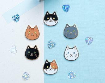 Cute Little Cat Hard Enamel Pin // Tuxedo Cat - Ginger Cat - Grey Cat - White Cat - Black Cat - Calico Cat - The perfect gift for cat lover