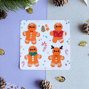 Mini Feuille d'autocollant Kawaii Bonhomme pain d'épices - Autocollants Hiver - Autocollants bullet Journal - Autocollants planificateur