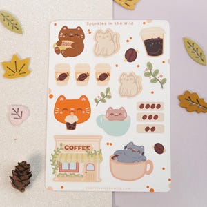 Feuille d'autocollants Café Mignon pour bullet journal