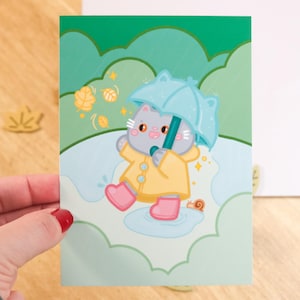Illustration Carte A6 Chat de la Pluie pour offrir ou décorer sa chambre