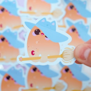 Cute Kitty Witch Sticker - Cute Halloween sticker - Bullet Journal stickers -  Sticker Cat Ghost