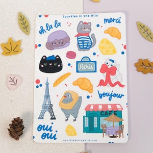 Feuille d'autocollants Chat Parisien pour bullet journal