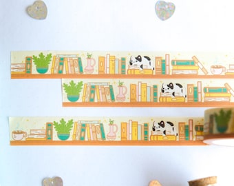 Washi tape kawaii books and for books lovers 15mm x 10m - Masking tape bookworm perfect to decorate bullet journal