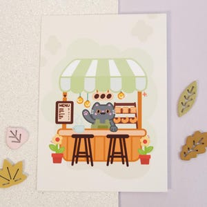 Illustration Café Mignon Carte A6 pour offrir ou décorer sa chambre