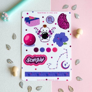 Feuille de stickers pour les Scorpions passionnés d'astrologie - Ajoutez une touche personnelle à vos objets préférés avec ces stickers