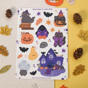 Feuille d'autocollants Créatures d'Halloween pour bullet journal