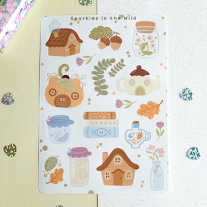 Feuille d'autocollants Cottagecore et cozy parfaits pour décorer planificateur